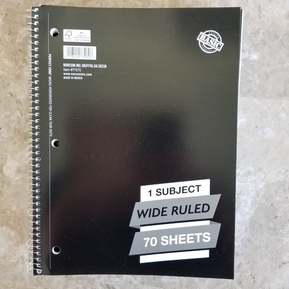 NEW 6 Pack Bundle of Spiral Notebooks: 1-subject, 70-count, Wide Ruled - Picture 5 of 7